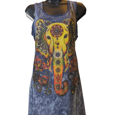 Kathmandu Tank Tunic Womens XL Tie Dye Mandala Elephant Boho Sleeveless Hippie