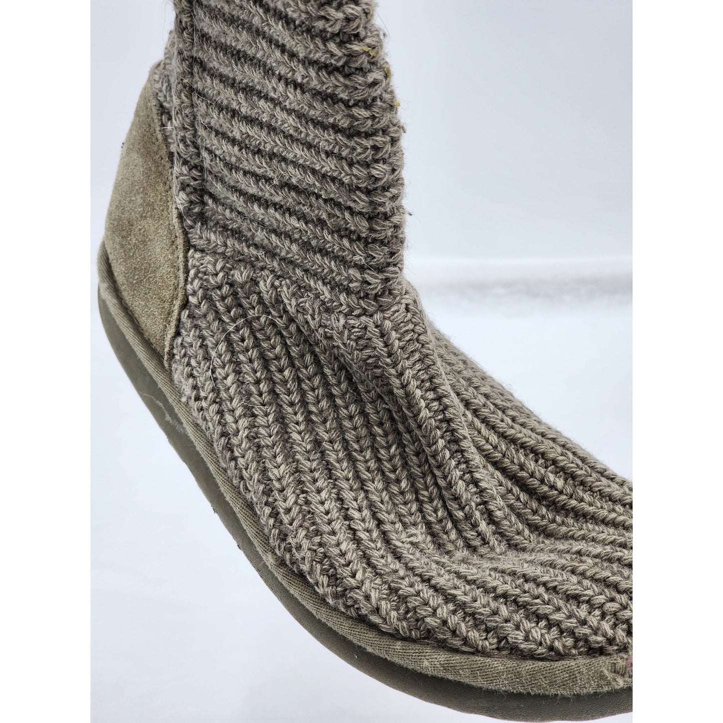 UGG Boots Womens Size 7 Classic Cardy Winter Knit Gray Mid Calf To Tall 1016555