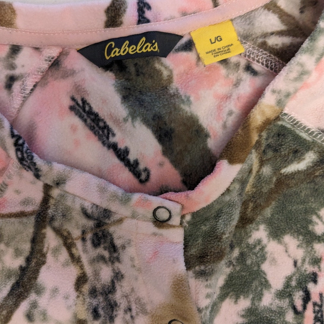 Cabelas Loungewear Set Camo Womens Large Pink Sleep Fleece Two Piece Set Pajamas