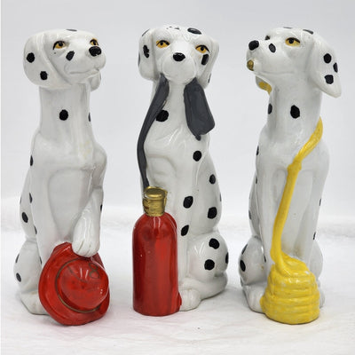Vintage Dalmatian Firefighter Figurines Ceramic Hand Painted Firemen Dogs 7"