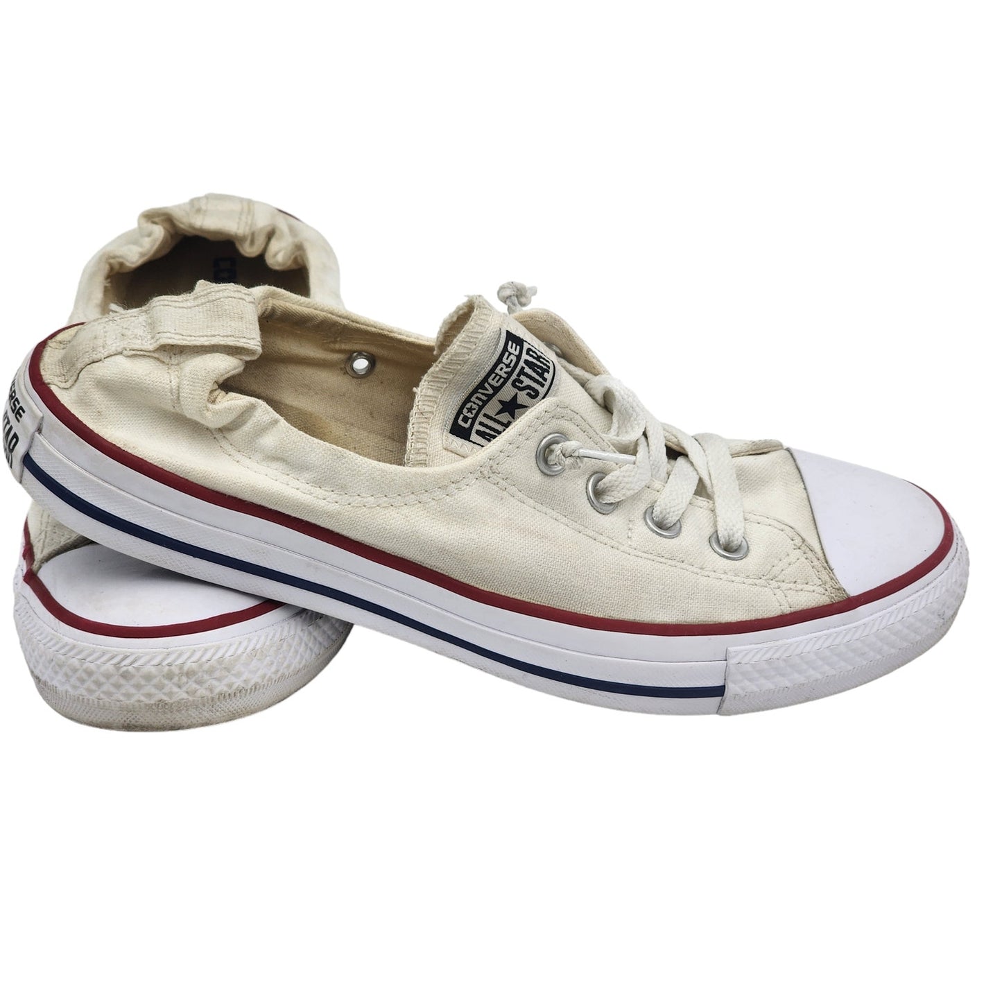 Converse All Star Sneakers Womens 10 Shoes Slip On White Canvas Skate Low Top