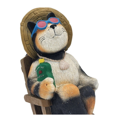 Vintage Cat Figurine Relaxing Sunbathing Beach Whimsical Funny WMG 2004 9"