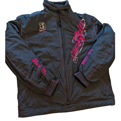 Drift Racing Jacket Womens Large Snowmobile Motorcycle Pink Embroidery Accents