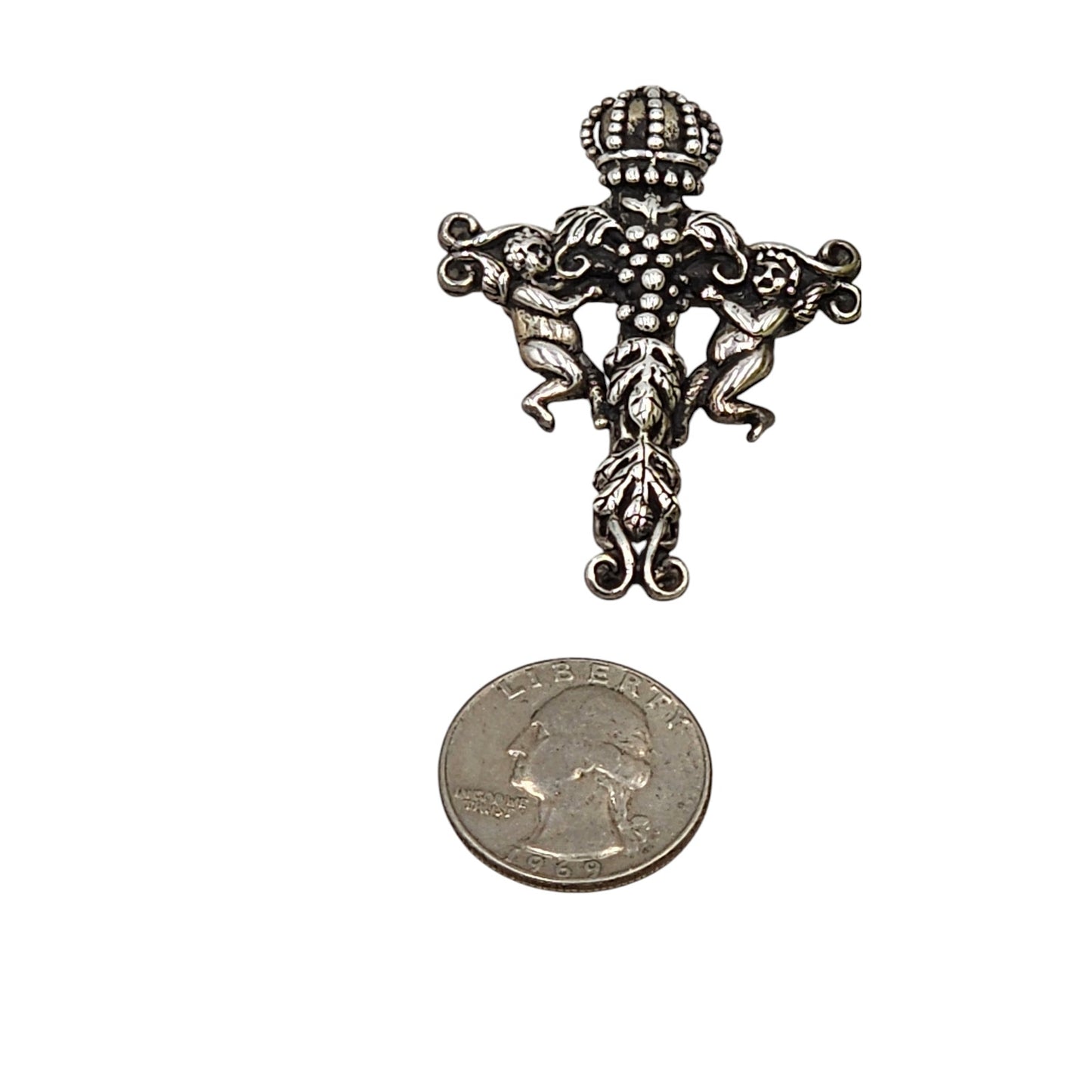 Andrea Barnett Cross Pendant Cherubim Sterling Silver Vintage Religious Jewelry