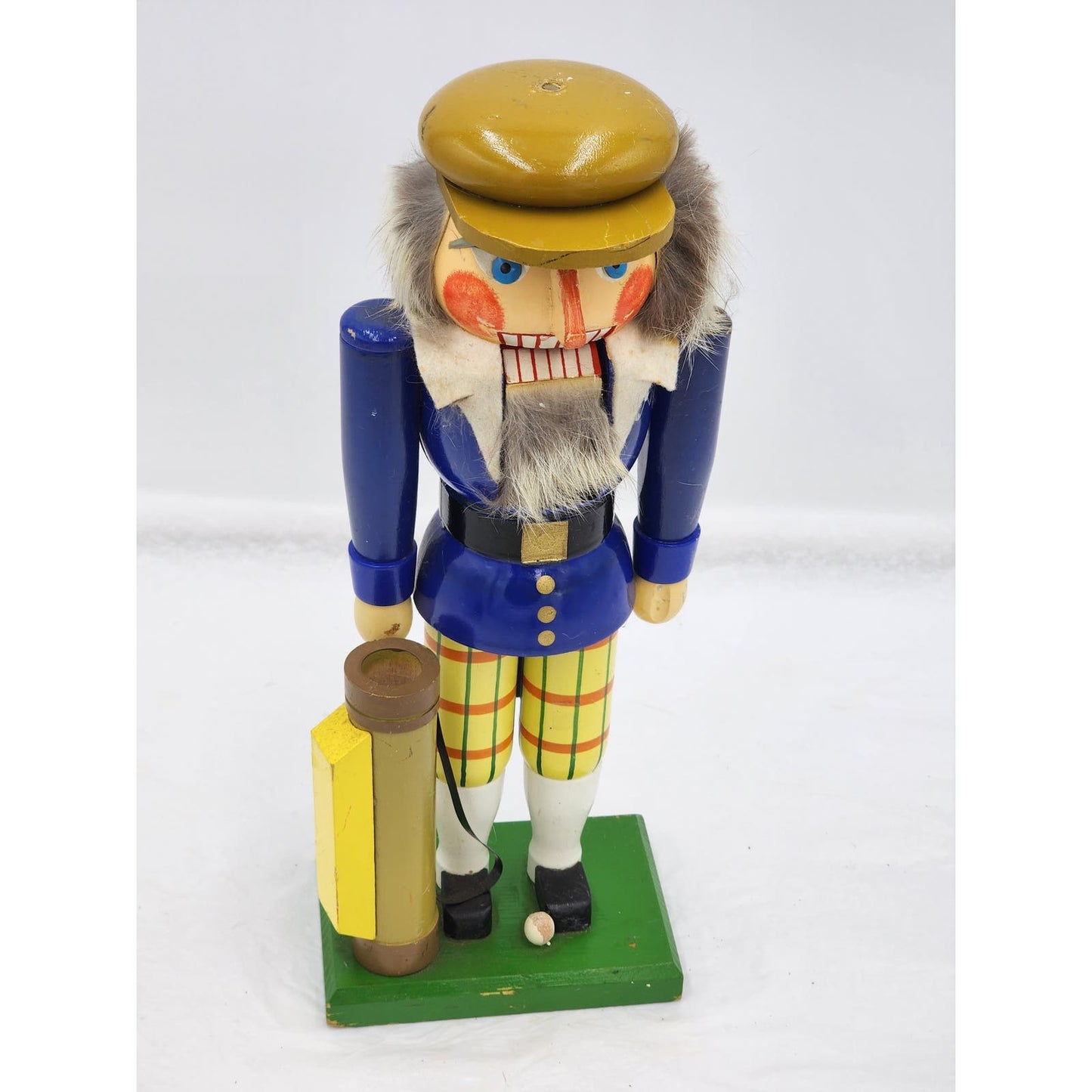 Vintage Nutcracker Golfer Beard Blue Yellow Plaid Trousers Country Club 13"