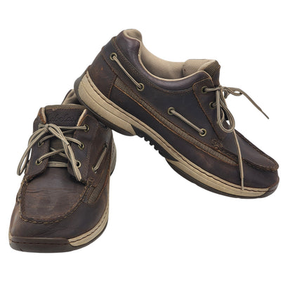 Cabelas Boat Shoes Men 12W Leather Moc Toe Slip Resist Dynasoft New Balance Lace