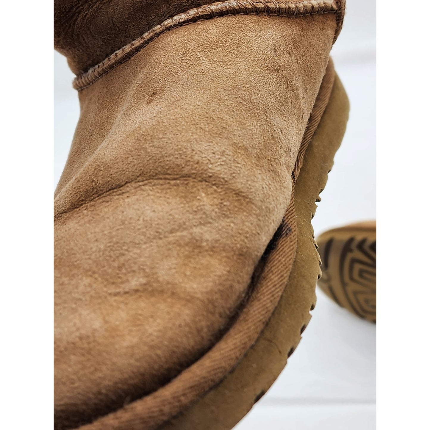 UGG Boots Womens Size 6 Bailey Short Tall Folded Chestnut Faux Fur 1873