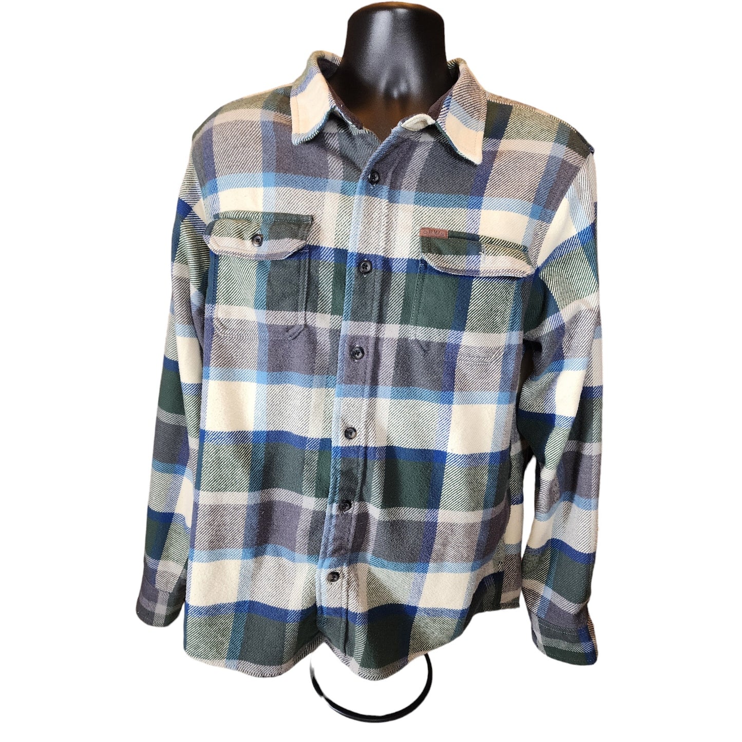 Orvis Plaid Flannel Shirt Mens Large Long Sleeve Classic Button Down Rugged