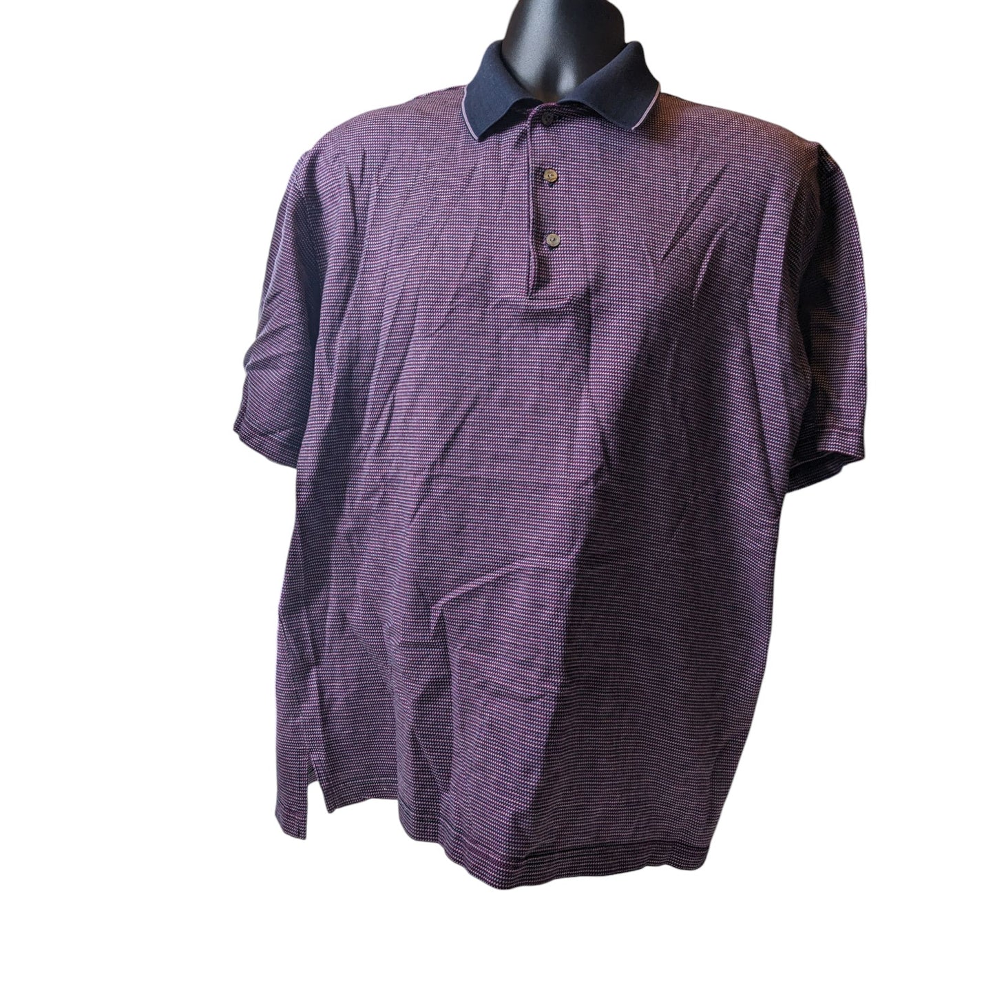 Ben Hogan Polo Golf Shirt Mens Large Purple Micro Houndstooth Short Sleeve