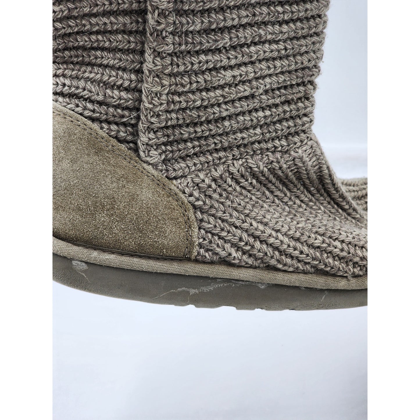 UGG Boots Womens Size 7 Classic Cardy Winter Knit Gray Mid Calf To Tall 1016555