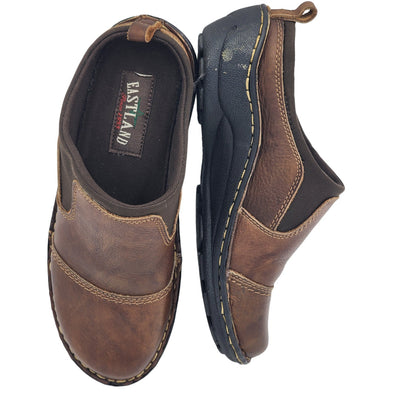 Eastland Lakewood Shoes Women 7.5 Brown Leather SlipOn Loafer Mule Clogs Comfort