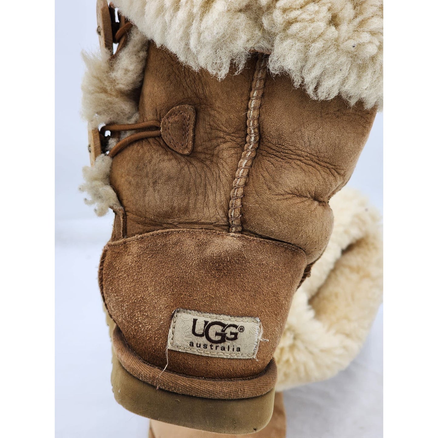 UGG Boots Womens Size 6 Bailey Short Tall Folded Chestnut Faux Fur 1873