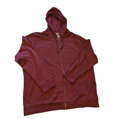 Faded Glory Hoodie Mens 2XL 50-52 Full Zip Maroon Fall Kangaroo Pockets Layering