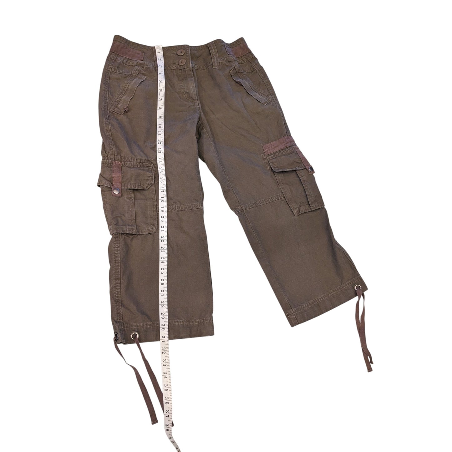 Cabi Cargo Pants Womens 6  Brownish Green Adjustable Hem Casual Style Utility