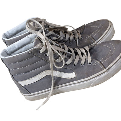 Vans Sk8 Hi Shoes Mens 8 Womens 9.5 Gray Canvas High Top Skate Sneakers Lace Up