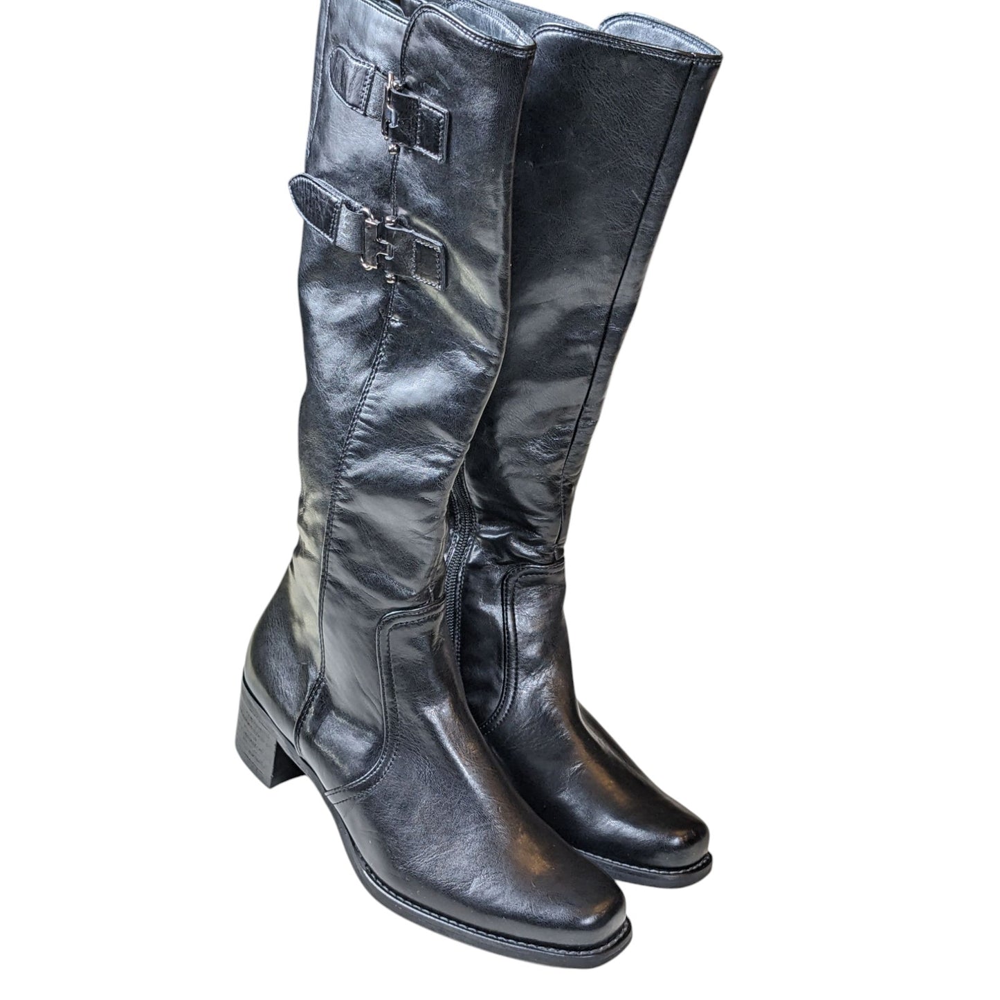 Paul Green Boots Women 4 Leather Knee High Tall Riding Buckle Equestrian Austria