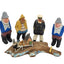 Hand Carved Fishermen Figurine Set Nautical Sweden Coastal Maritime Folk Art 6"