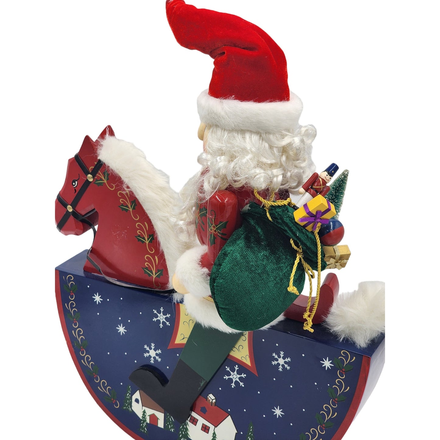 Nutcracker Santa on Rocking Horse Riding Gifts Paint Christmas Holiday Decor 19"