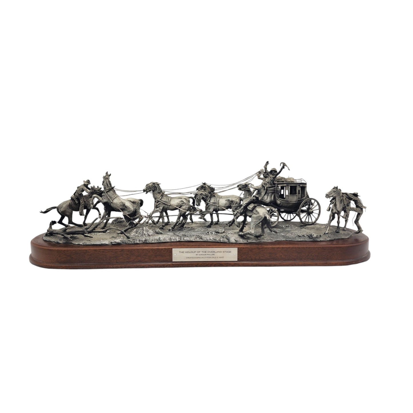 Western Sculpture Holdup Overland Stage Gordon Phillips Stagecoach Pewter Ltd Ed