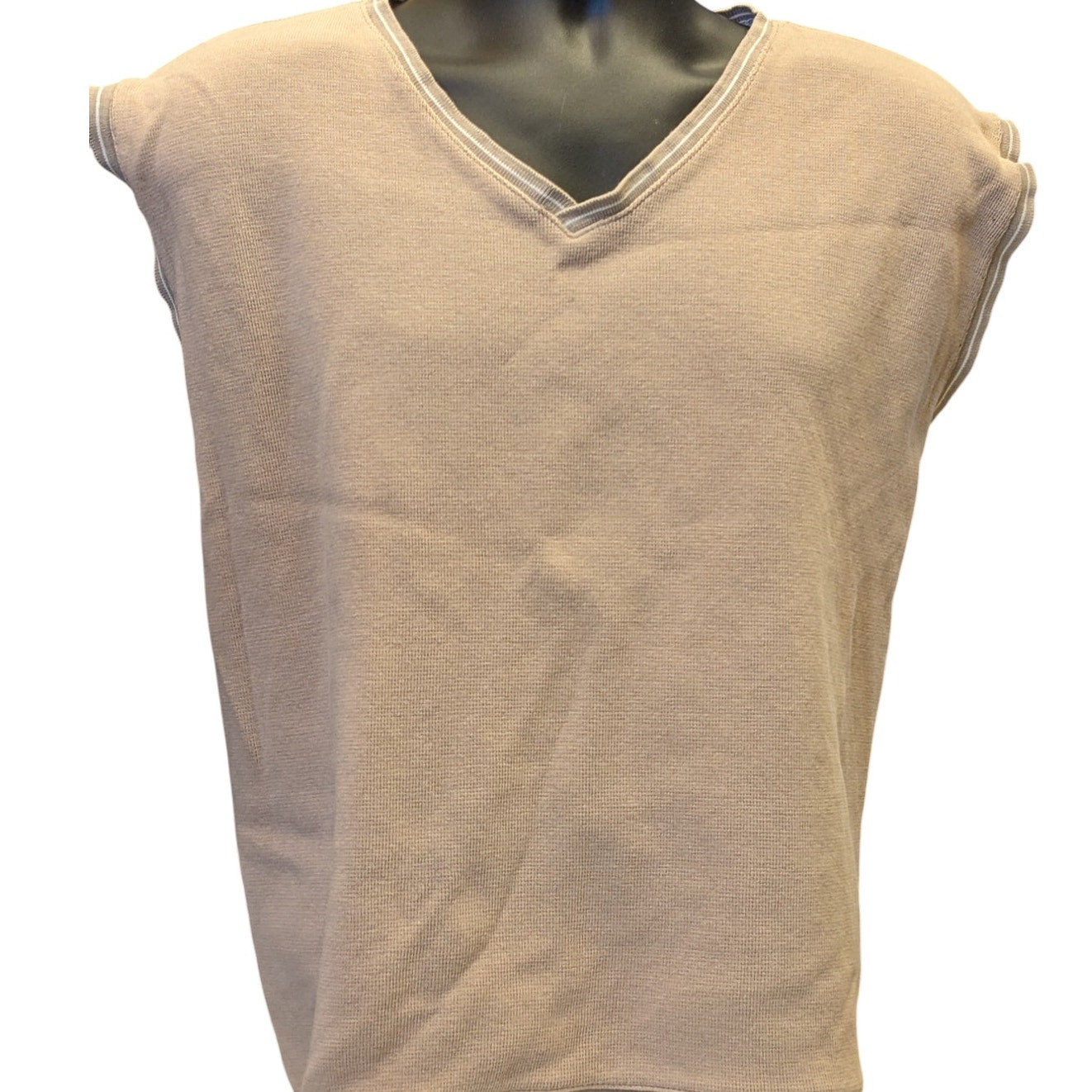 Vintage J. Riggings Mens XXL Beige Sleeveless Sweater Vest Knit V Neck Retro