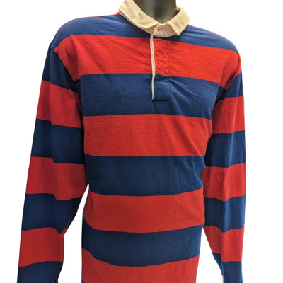 PacSun Rugby Shirt Mens XL Striped Polo Long Sleeve Blue Red Preppy y2k Retro