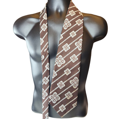 Vintage Towncraft JCPenney Mens Tie Brown Geometric Necktie Striped Classic