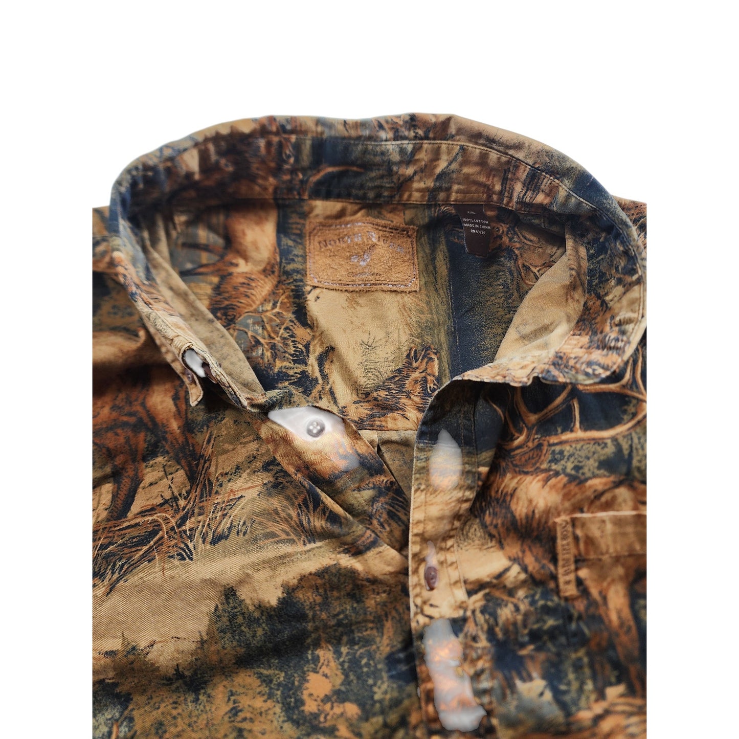 North River Hunting Shirt Men XXL Long Sleeve Button Outdoor Wildlife Elk Camo