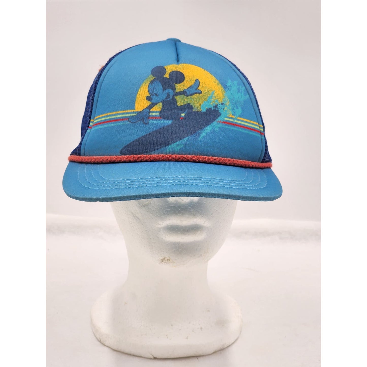 Disney Mickey Surfing Hat Youth Trucker Snapback Mesh Back Retro 80s Inspired