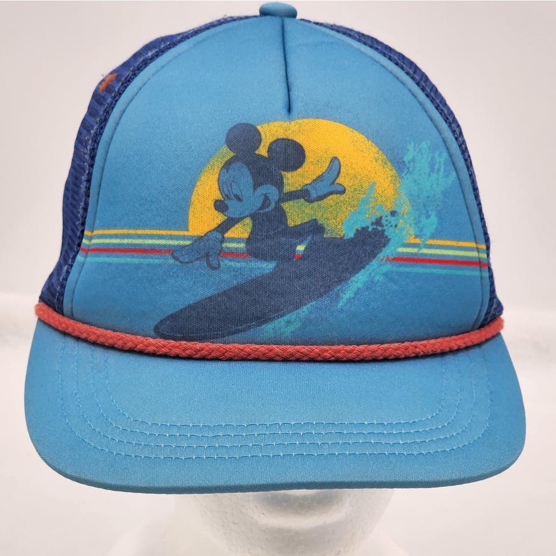 Disney Mickey Surfing Hat Youth Trucker Snapback Mesh Back Retro 80s Inspired