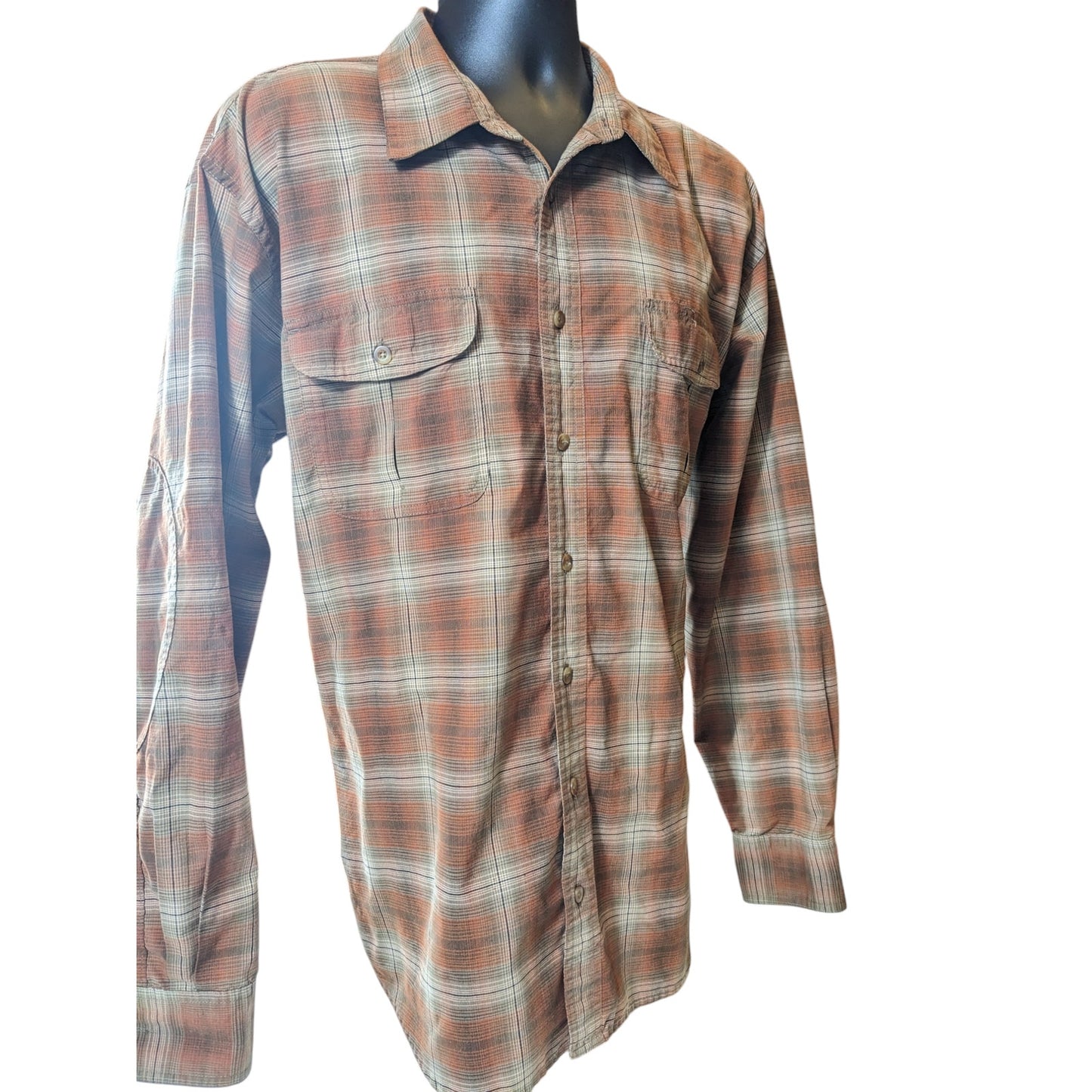 Cabelas Shirt Mens XL Tall Plaid Button Up Flannel Soft Canvas Trail Long Sleeve