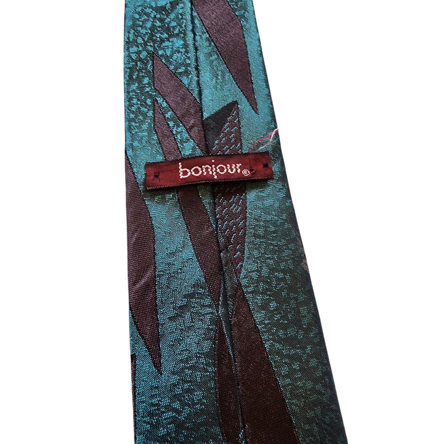 Bonjour Vintage Mens Tie Abstract Pattern Made in USA Retro Neckwear Necktie