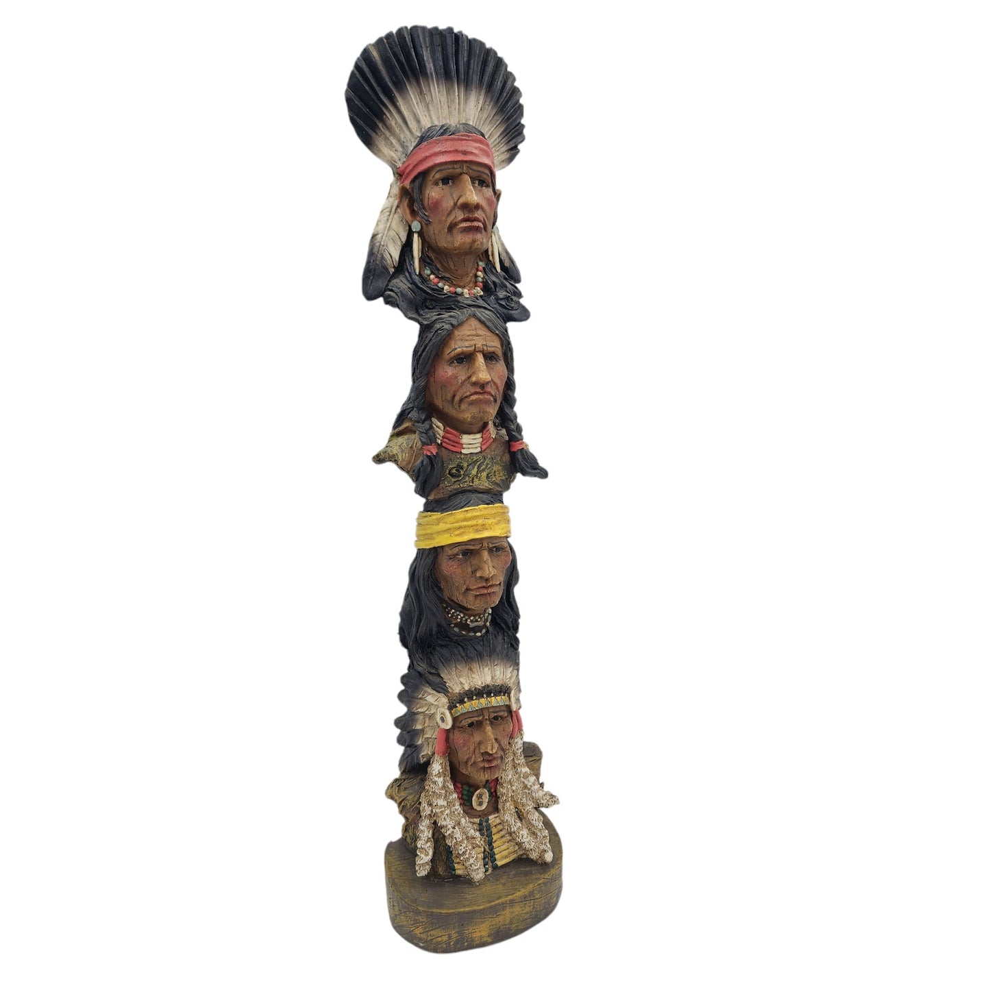 Large Indian Figurine Totem Pole Statue Southwestern Style Vintage Wall Hang 24"