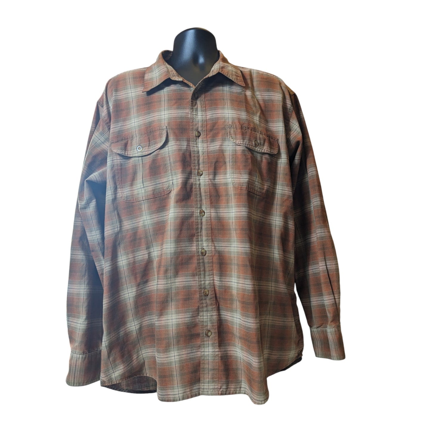 Cabelas Shirt Mens XL Tall Plaid Button Up Flannel Soft Canvas Trail Long Sleeve