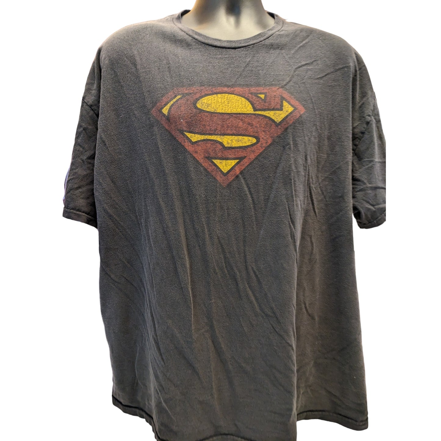 Superman T Shirt Mens 2X Black Graphic Tee Vintage Style DC Comics Short Sleeve