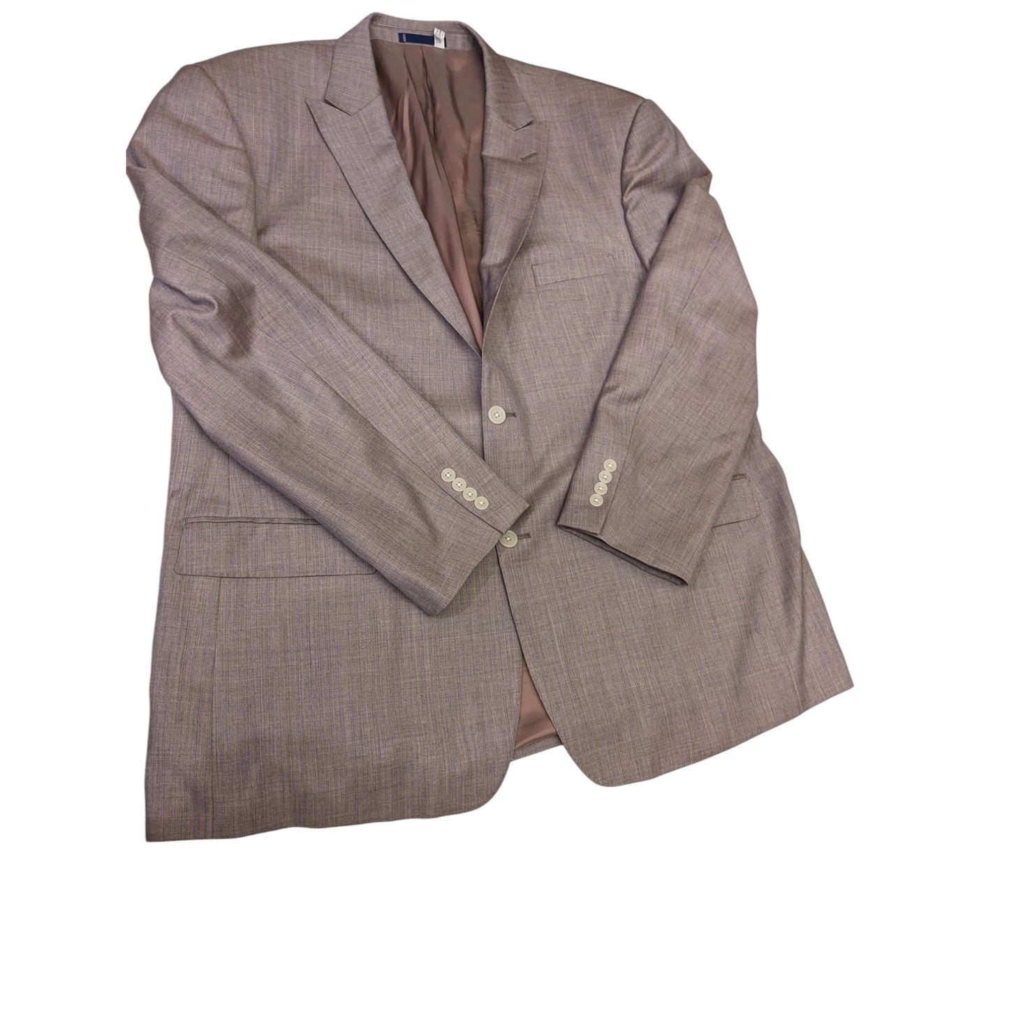 Paul Fredrick Mens 50R/45W Taupe Wool Blazer Suit Jacket Classic Fit 2 Button