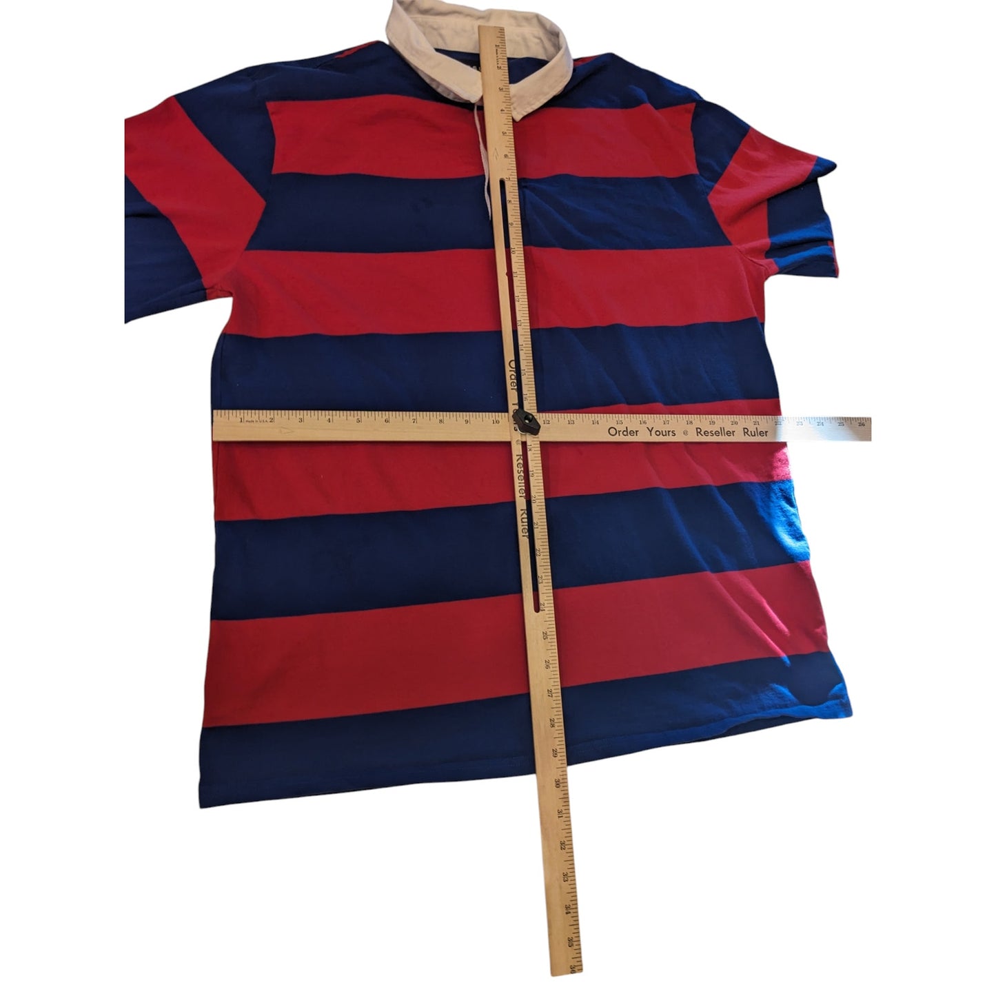 PacSun Rugby Shirt Mens XL Striped Polo Long Sleeve Blue Red Preppy y2k Retro