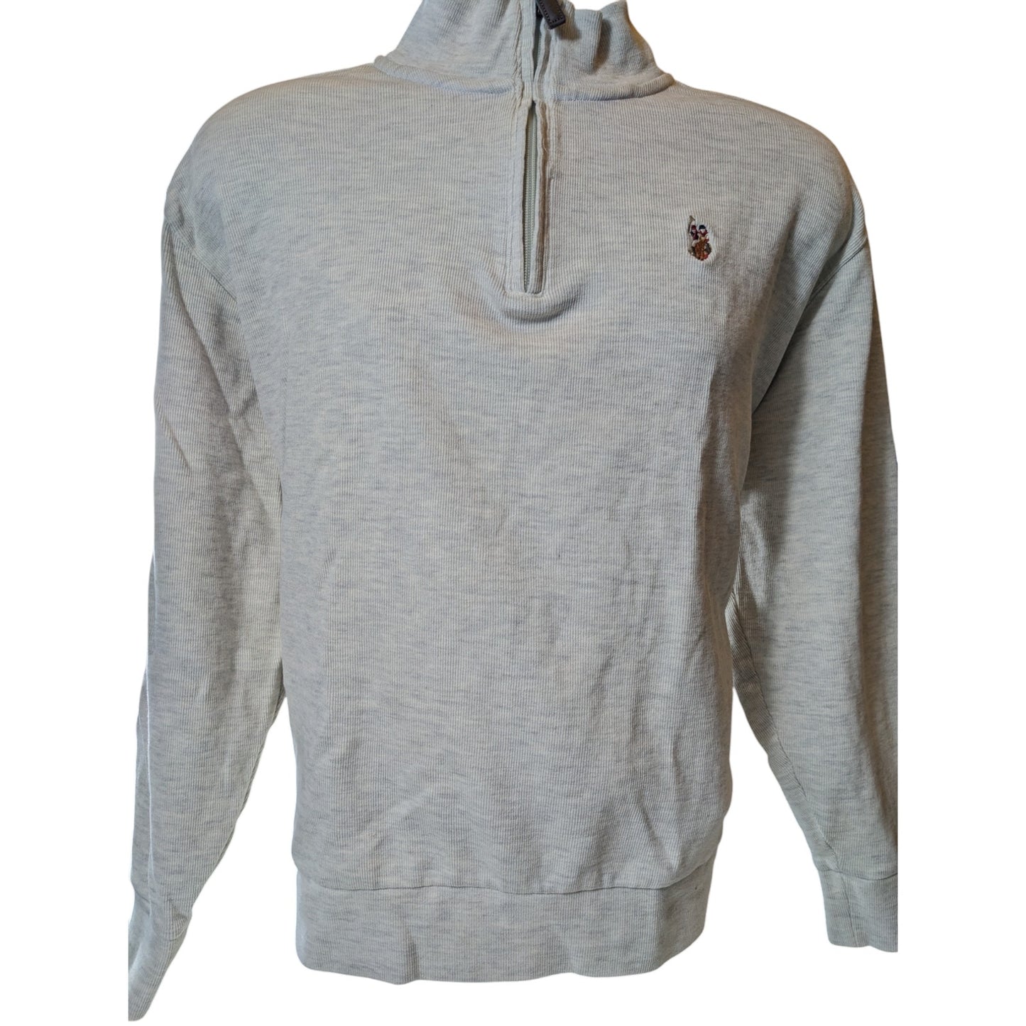 US Polo Assn Sweatshirt Mens 2XL Half Zip Pullover Gray Knit Casual Cozy Sweater