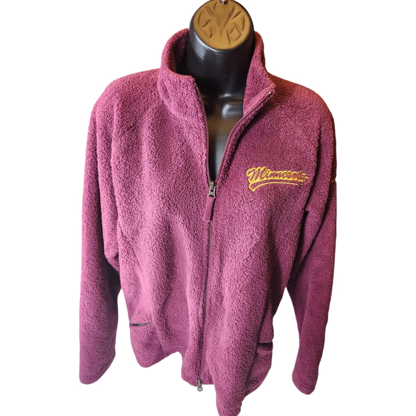 Columbia Minnesota Sweater Womens XL Zip Sherpa Fleece Maroon Plush Sweatshirt