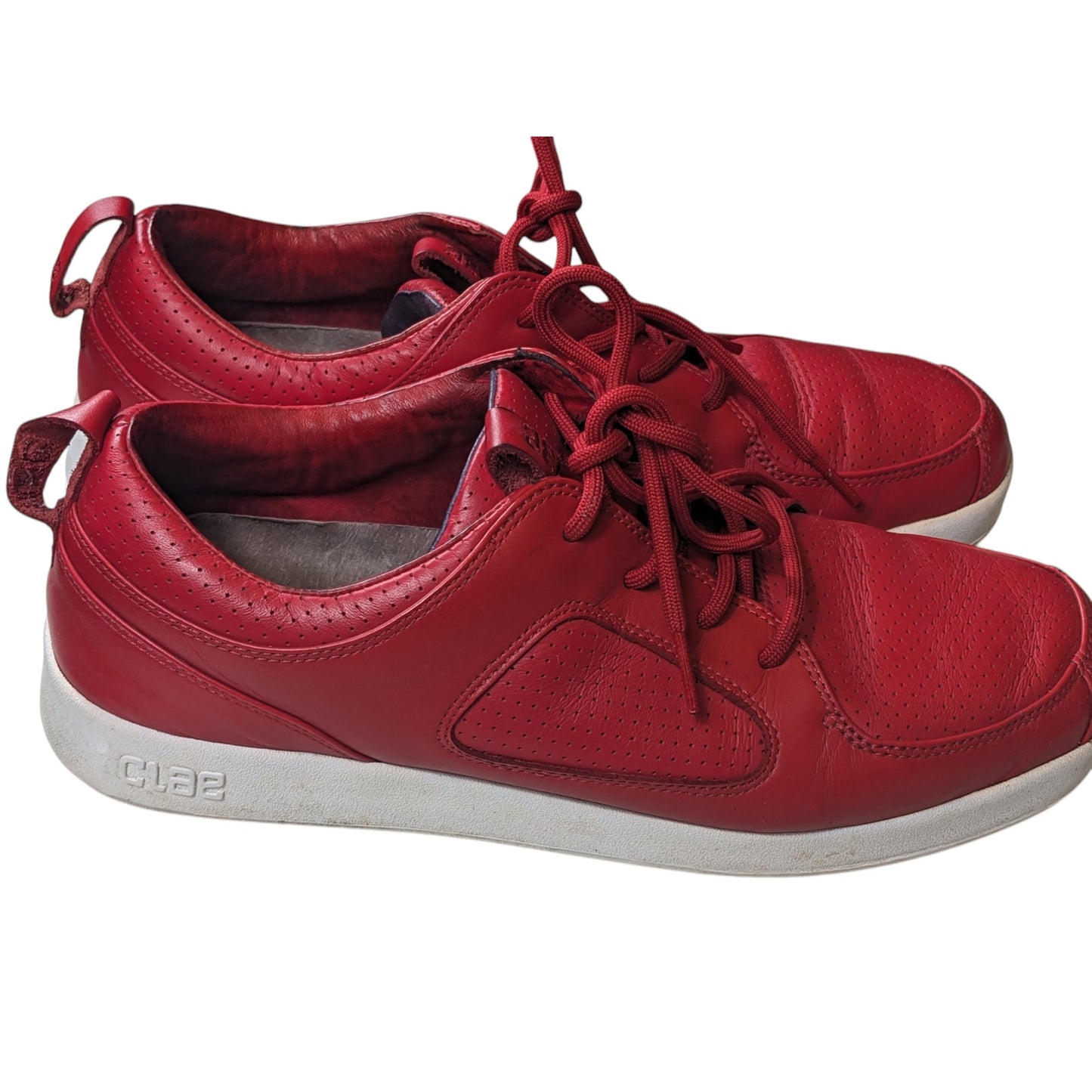 CLAE Shoes Mens 11.5 Parker Sneakers Red Leather Athletic Stylish Streetwear