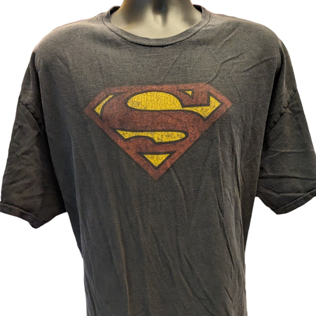 Superman T Shirt Mens 2X Black Graphic Tee Vintage Style DC Comics Short Sleeve