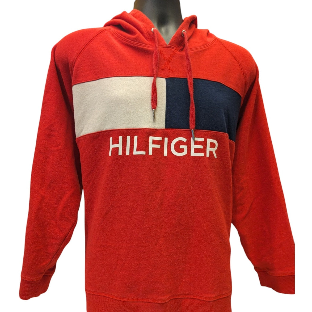 Tommy Hilfiger Sport Hoodie Men 3X Red Colorblock Pullover Sweatshirt Activewear