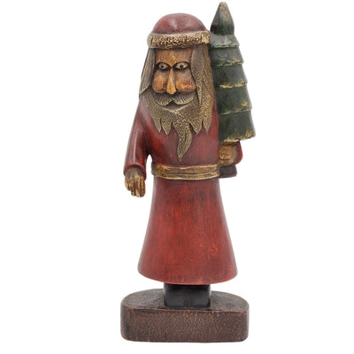 Vintage Santa Claus Folk Art Figurine Christmas Tree Rustic Holiday Decor 12"