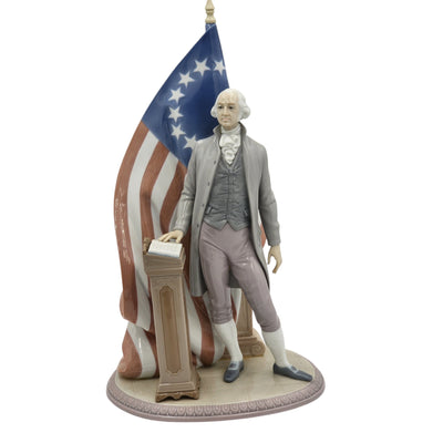 Lladro President George Washington Sculpture American Flag Signed Rare 7575 Box