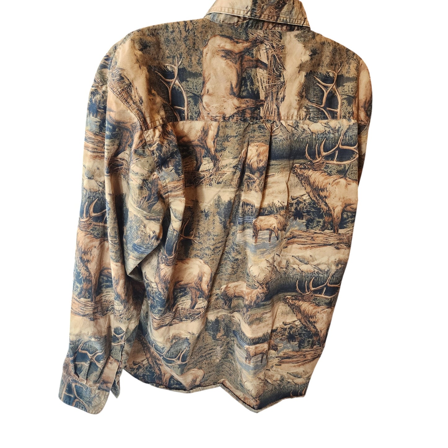 North River Hunting Shirt Men XXL Long Sleeve Button Outdoor Wildlife Elk Camo