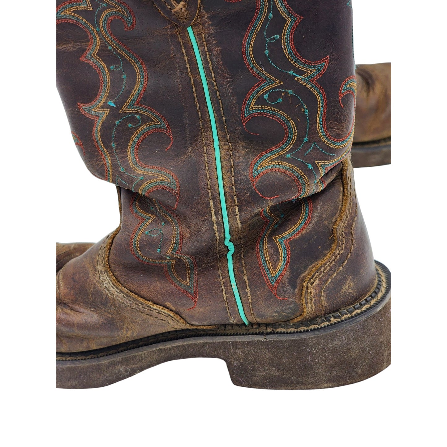 Justin Boots Womens 8.5B Square Toe Western Cowboy Cowgirl Leather Rodeo GY2900