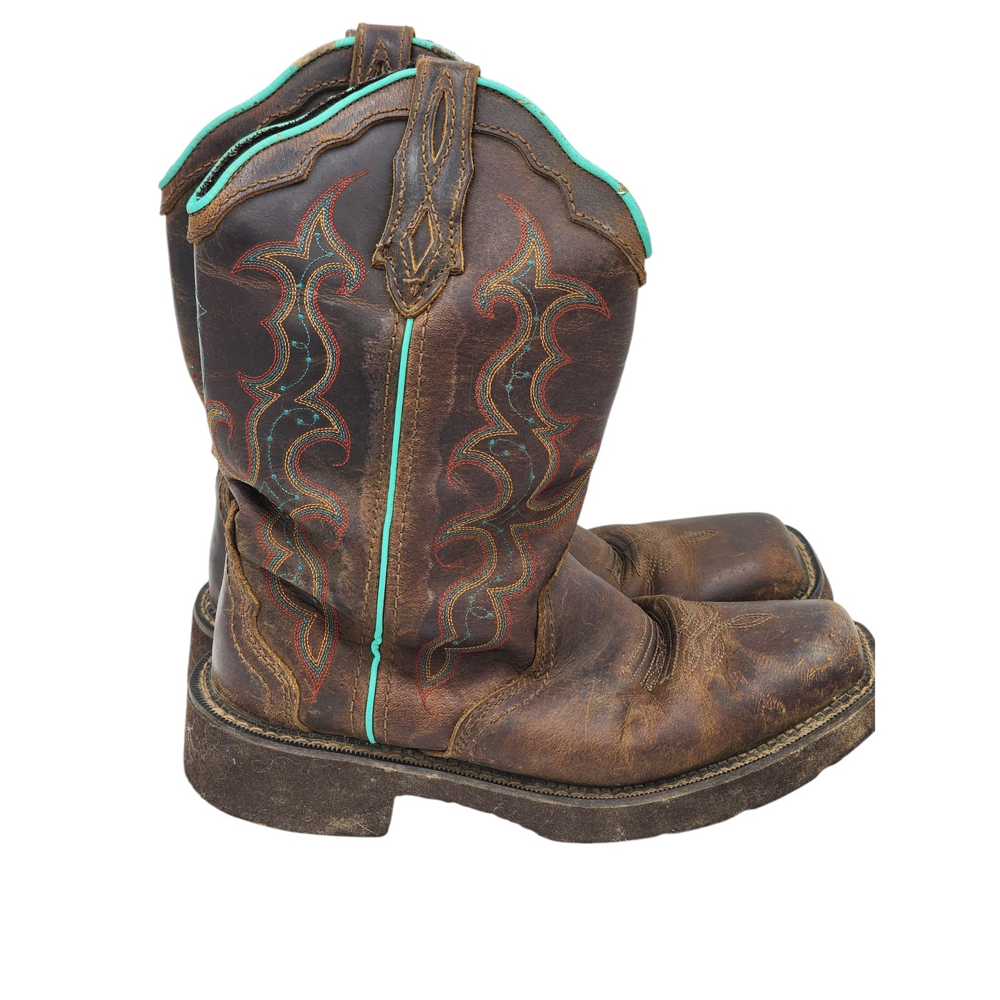 Justin Boots Womens 8.5B Square Toe Western Cowboy Cowgirl Leather Rodeo GY2900