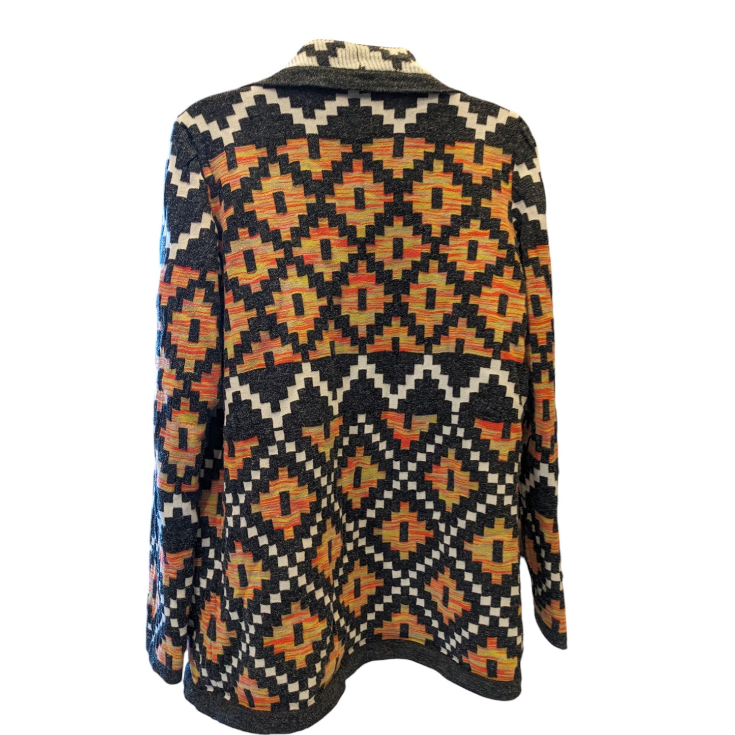 Bass Cardigan Womens Small Southwestern Open Front Boho Geometric Fall Sweater