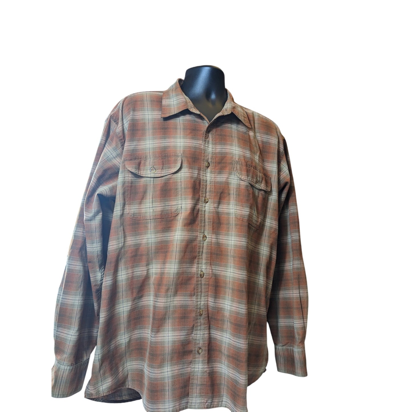 Cabelas Shirt Mens XL Tall Plaid Button Up Flannel Soft Canvas Trail Long Sleeve