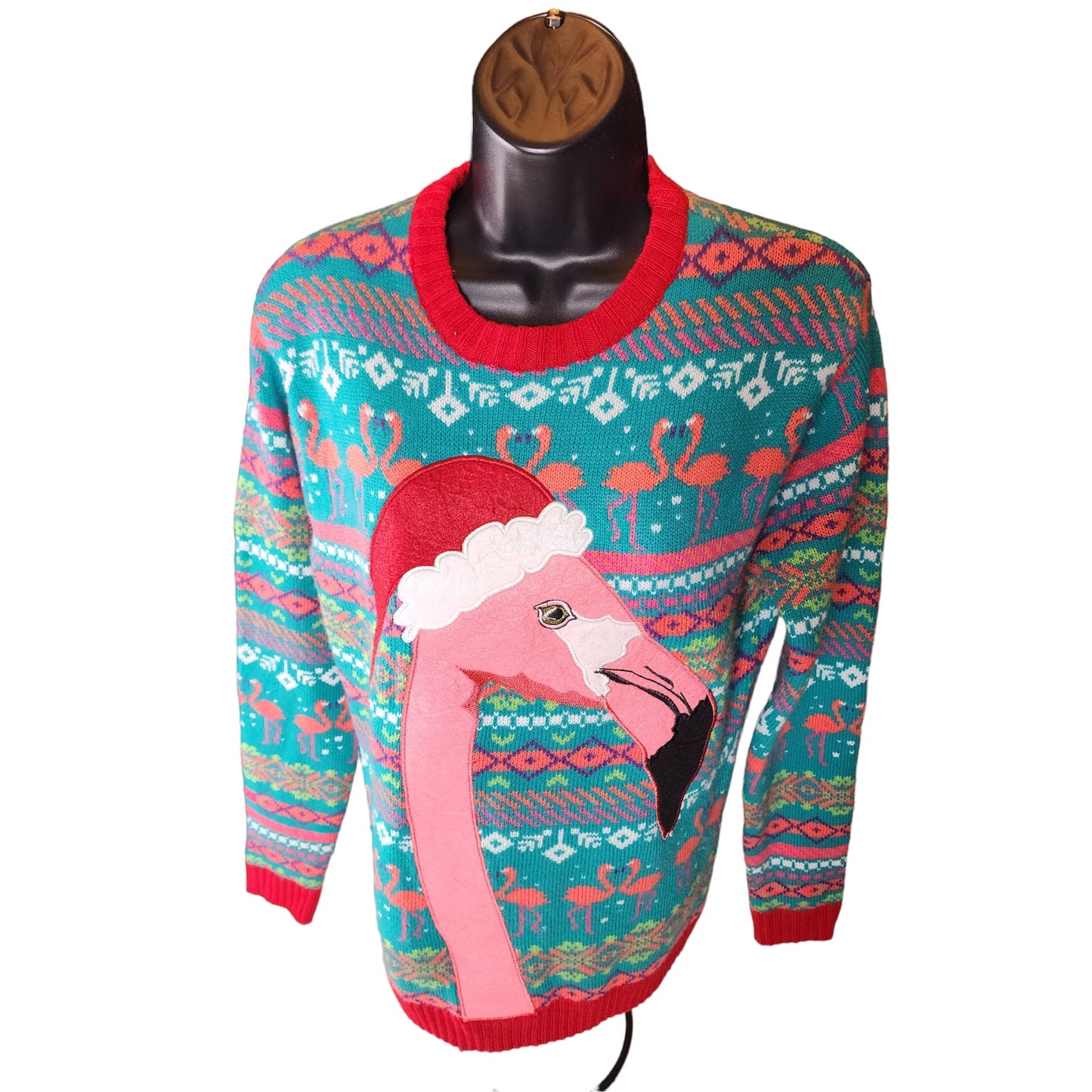 Blizzard Bay Sweater Adult Small Ugly Christmas Flamingo Santa Hat Holiday Party