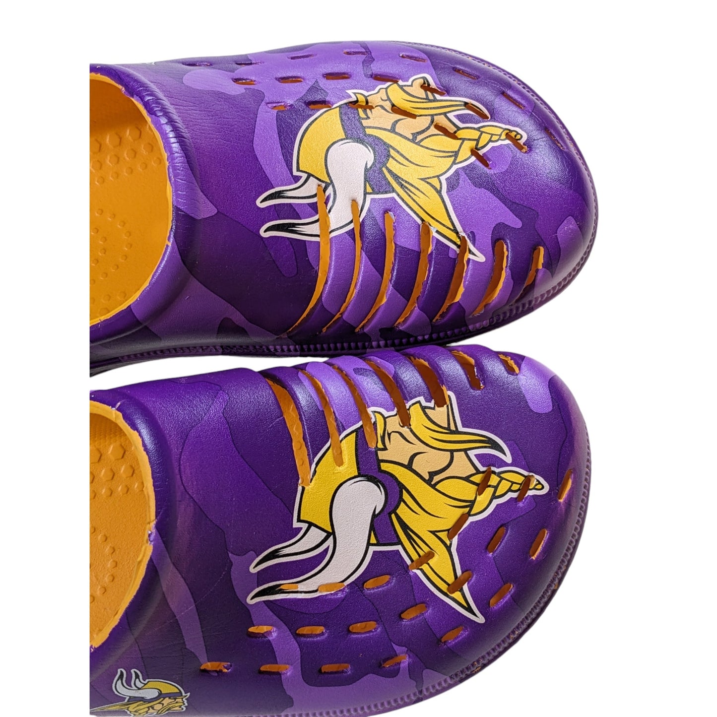 FOCO NFL Minnesota Vikings Clogs Mens M 9-10 Purple Yellow Slip On Sandals Shoes